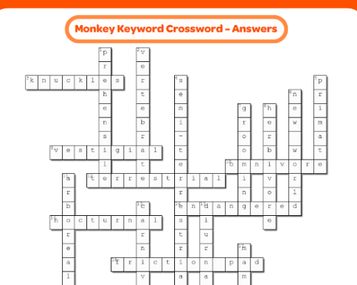 Monkey Keyword Crossword – Answers